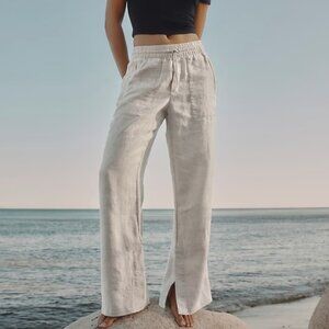 Athleta Undyed Linen Wide Leg Retreat Pant NWT